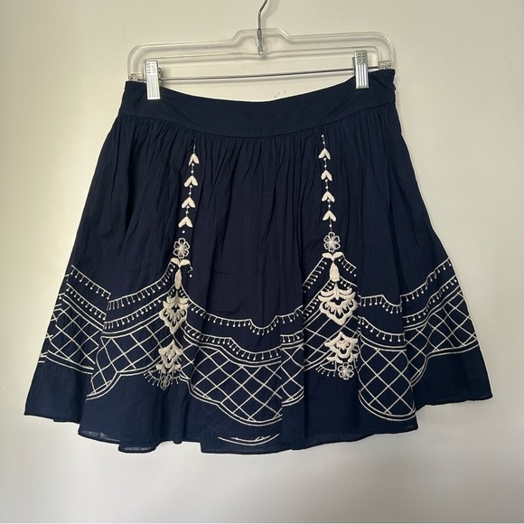 Quicksilver Blue and White Lightweight Circle Skirt with Embroidery Details - Picture 4 of 12